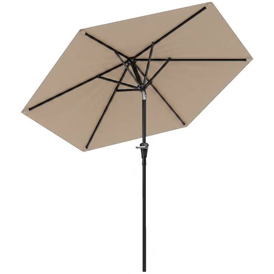 Parasol de jardin inclinable Ø230 x 216 cm, ouverture manuelle, imperméable, couleur kaki, pour terrasse et piscine - Image 1