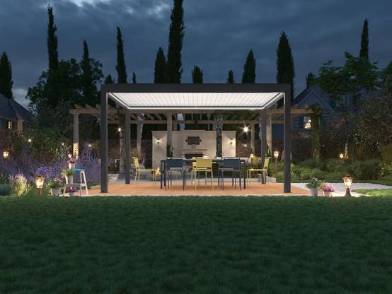 Proloisirs - Pergola bioclimatique autoportée Zéphir motorisée aluminium/lames - blanc - 3 x 4 m - Image 4