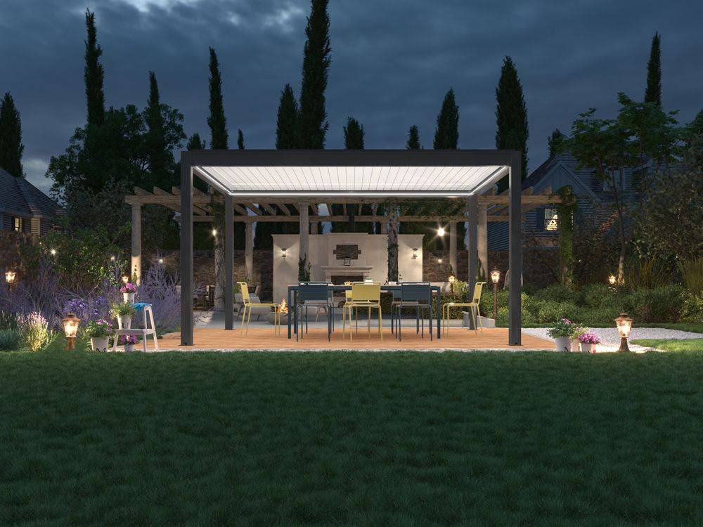 Proloisirs - Pergola bioclimatique autoportée Zéphir motorisée aluminium/lames - blanc - 3 x 4 m - Image 4