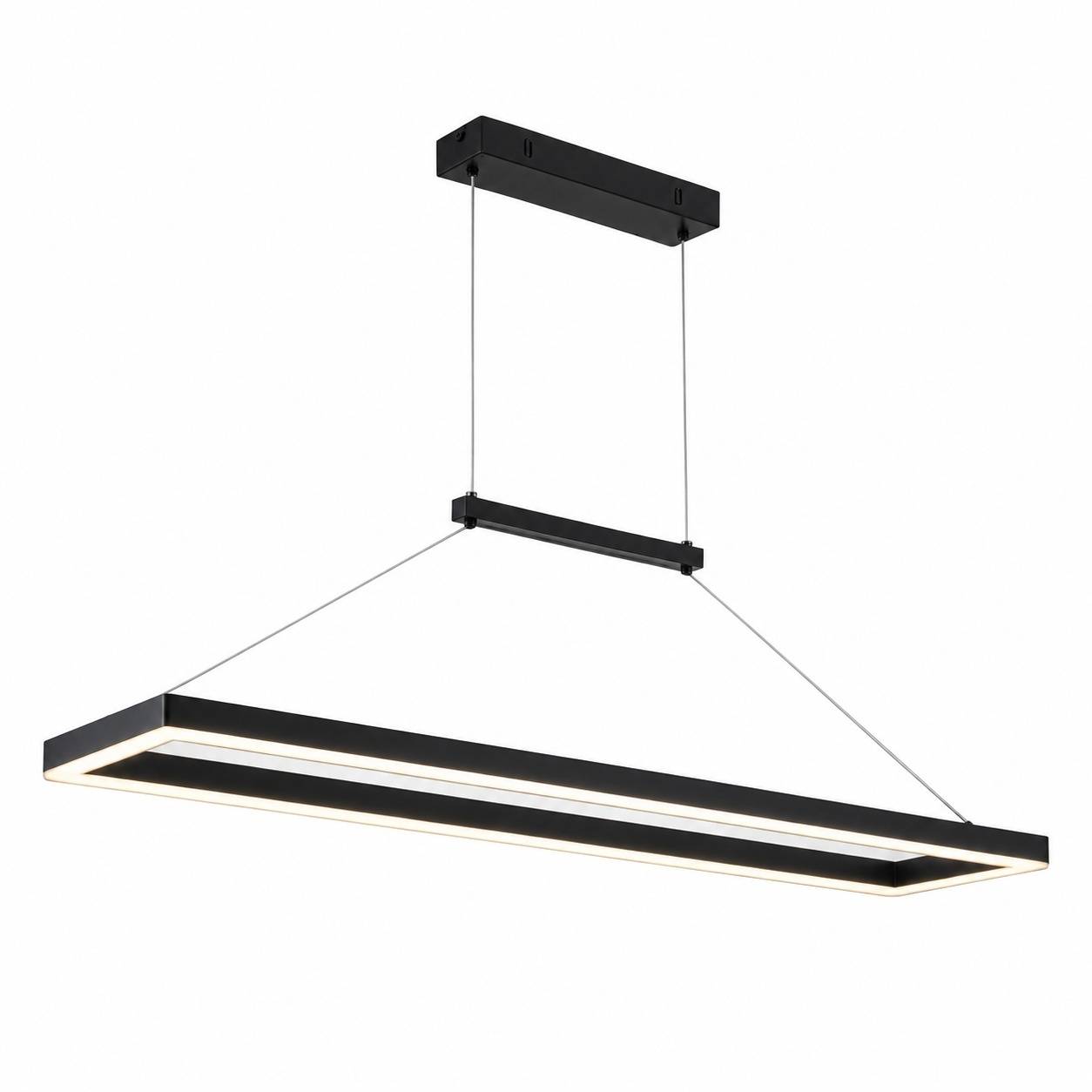 Suspension LED Dimmable Télécommande pour Salle à Manger Noire - Image 1