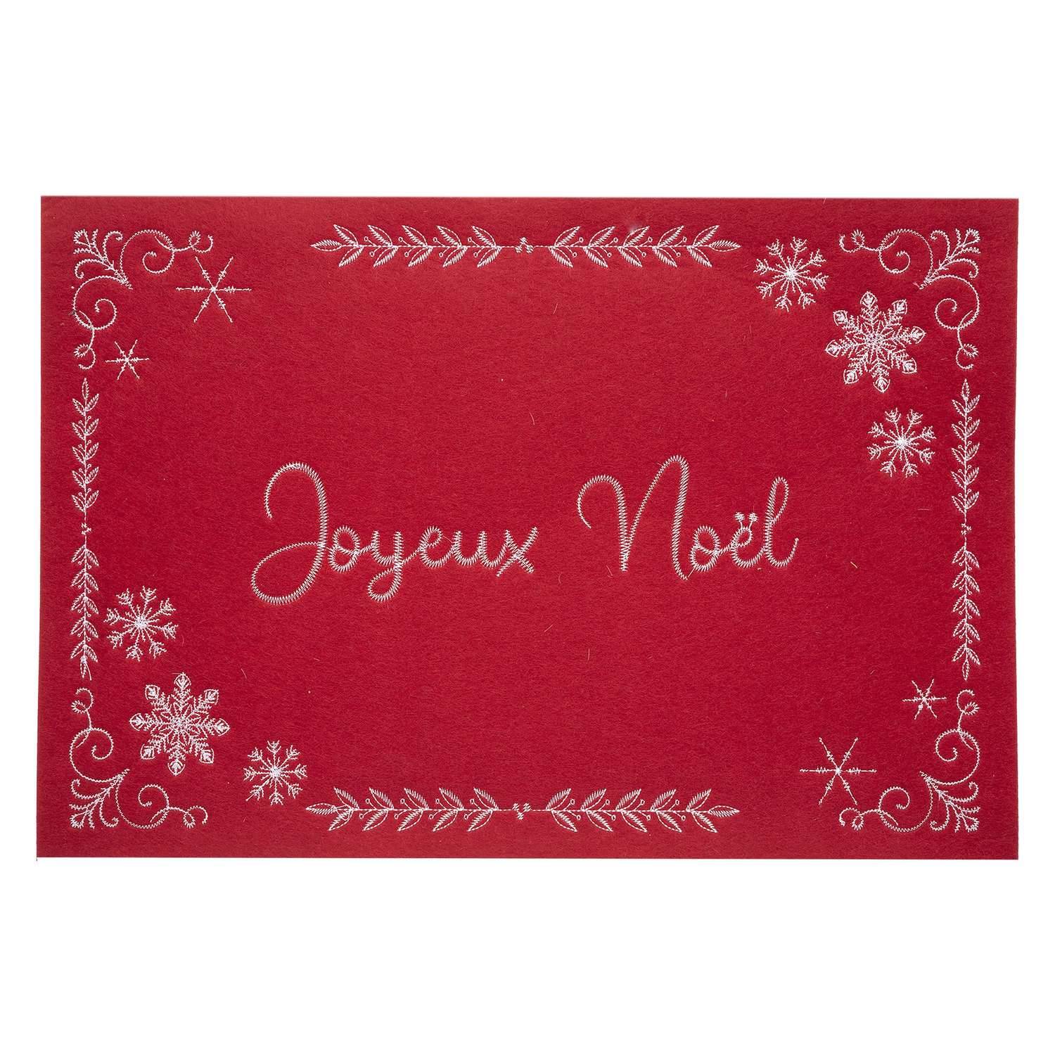 Atmosphera - Lot de 6 sets de table de Noël en feutrine - L. 45 x 30 cm - Rouge - Atmosphera - Image 1