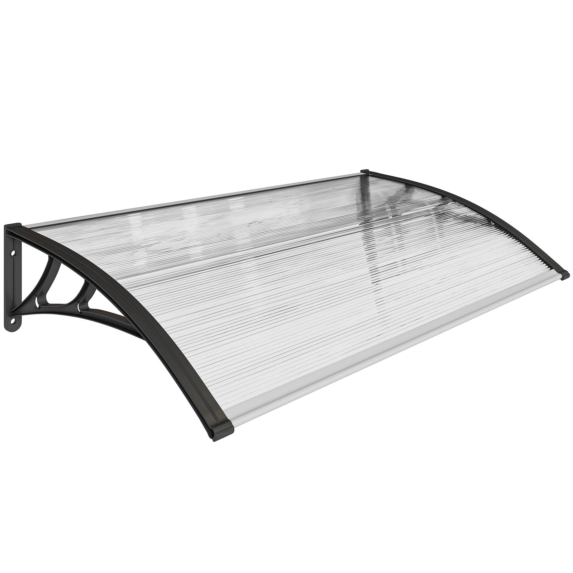 ComfortXL - Marquise de porte en polycarbonate transparent et aluminium 110 x 60 cm pour entrée et fenêtre protection UV - Image 10