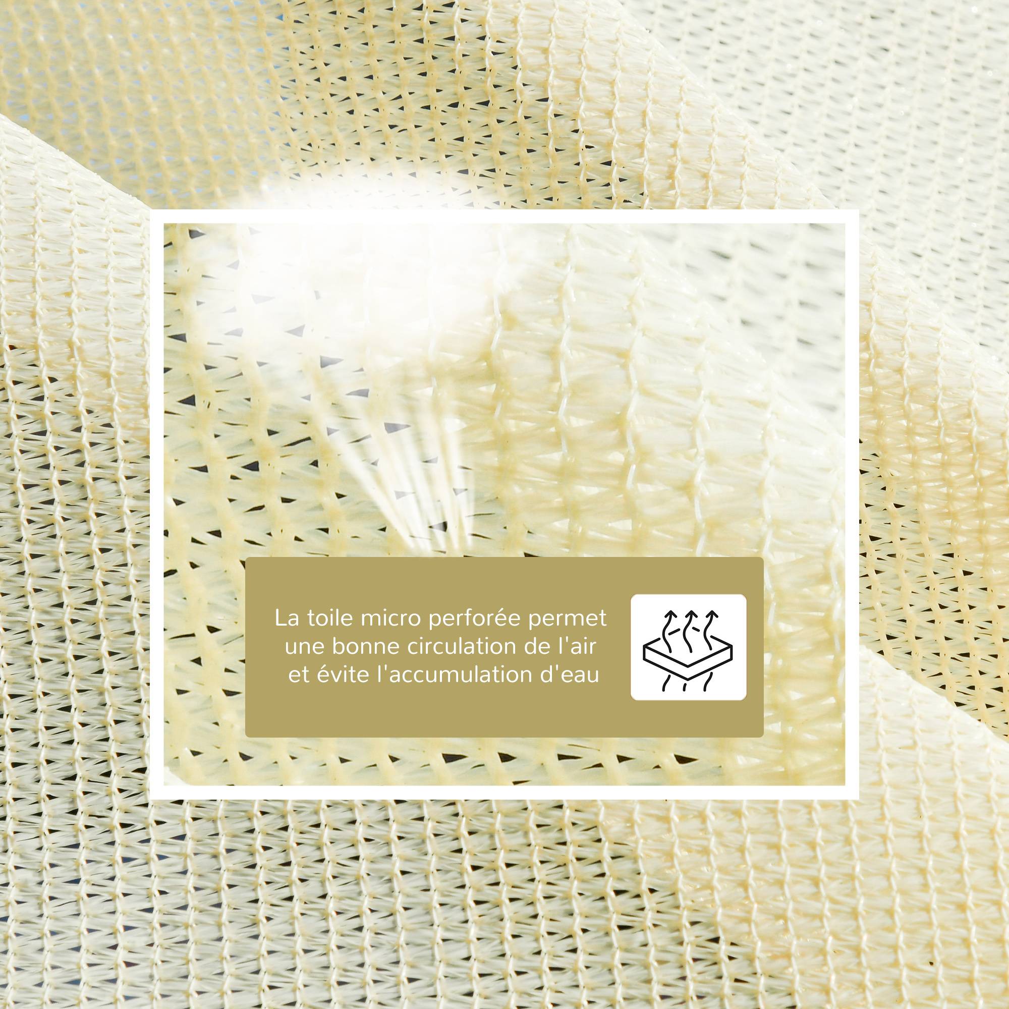 Voile d'ombrage Voile solaire - rectangulaire 3x4 m HDPE anti-UV Avec sac de rangement - crème fr227 - Image 6