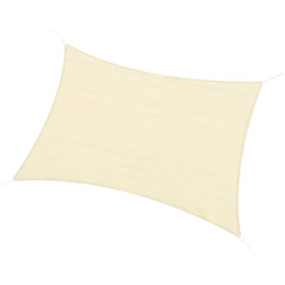 Voile d'ombrage Voile solaire - rectangulaire 3x4 m HDPE anti-UV Avec sac de rangement - crème fr227 - Image 1