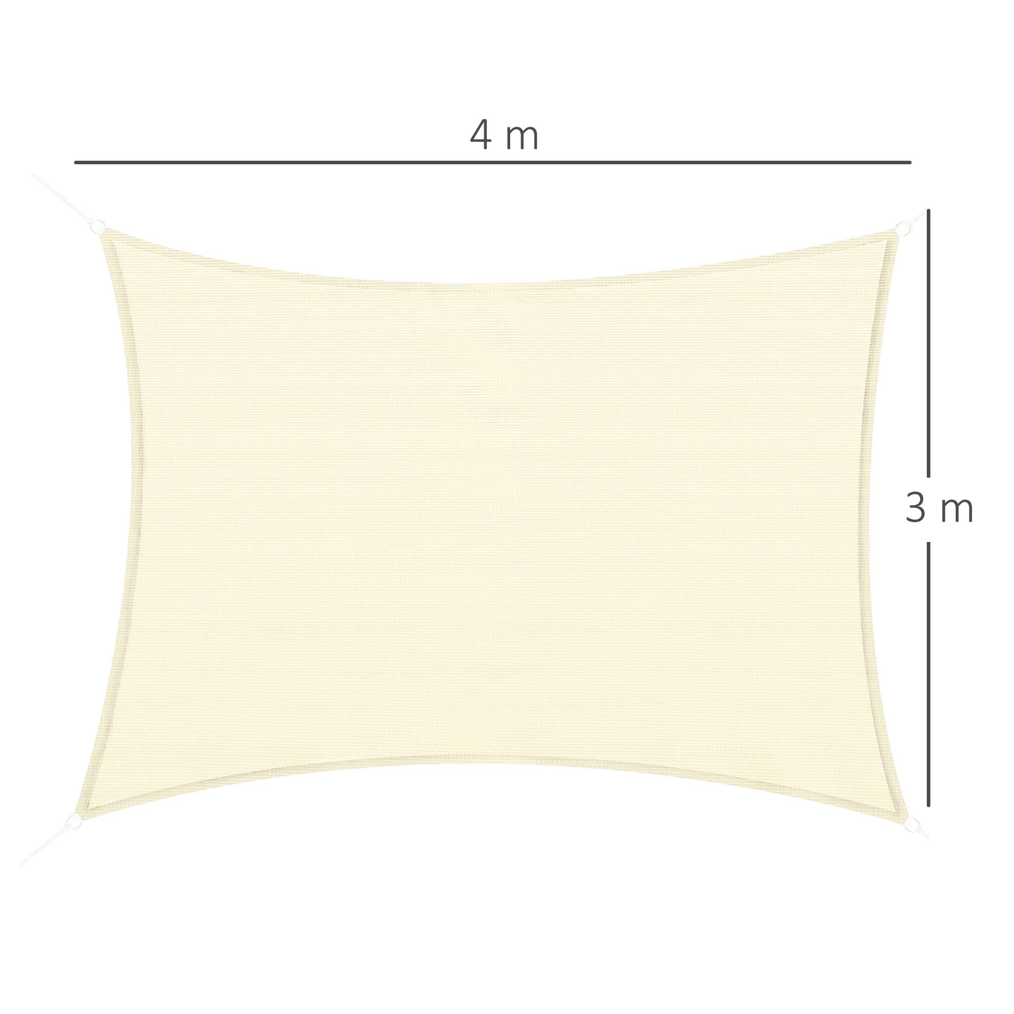 Voile d'ombrage Voile solaire - rectangulaire 3x4 m HDPE anti-UV Avec sac de rangement - crème fr227 - Image 5