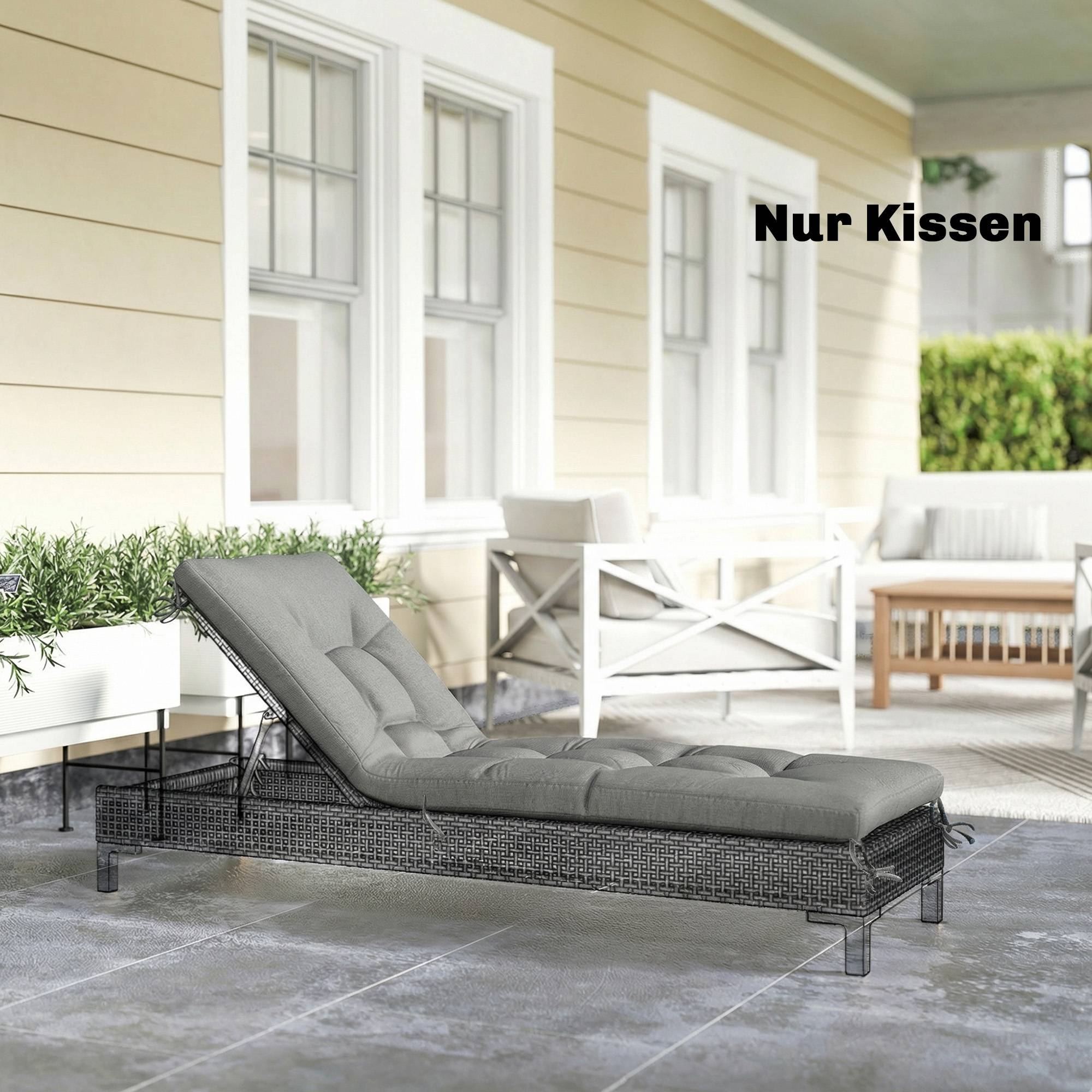 Coussin de palette amovible avec sangles de fixation, compatible avec la plupart des chaises longues, 198 x 65 x 13 cm, gris clair - Image 4
