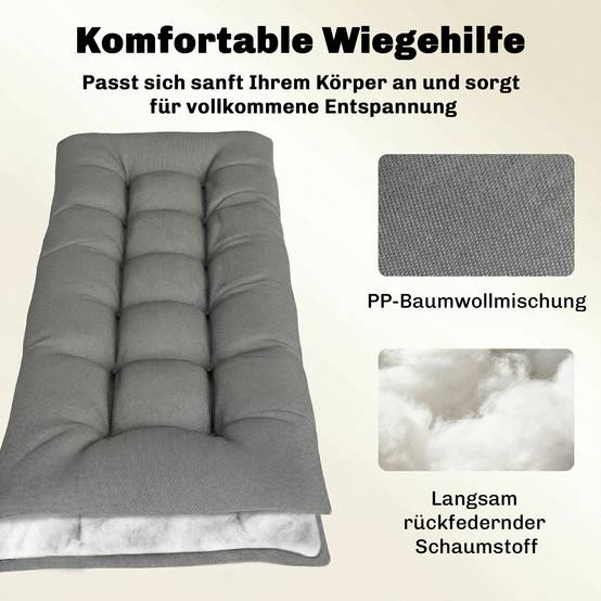 Coussin de palette amovible avec sangles de fixation, compatible avec la plupart des chaises longues, 198 x 65 x 13 cm, gris clair - Image 7