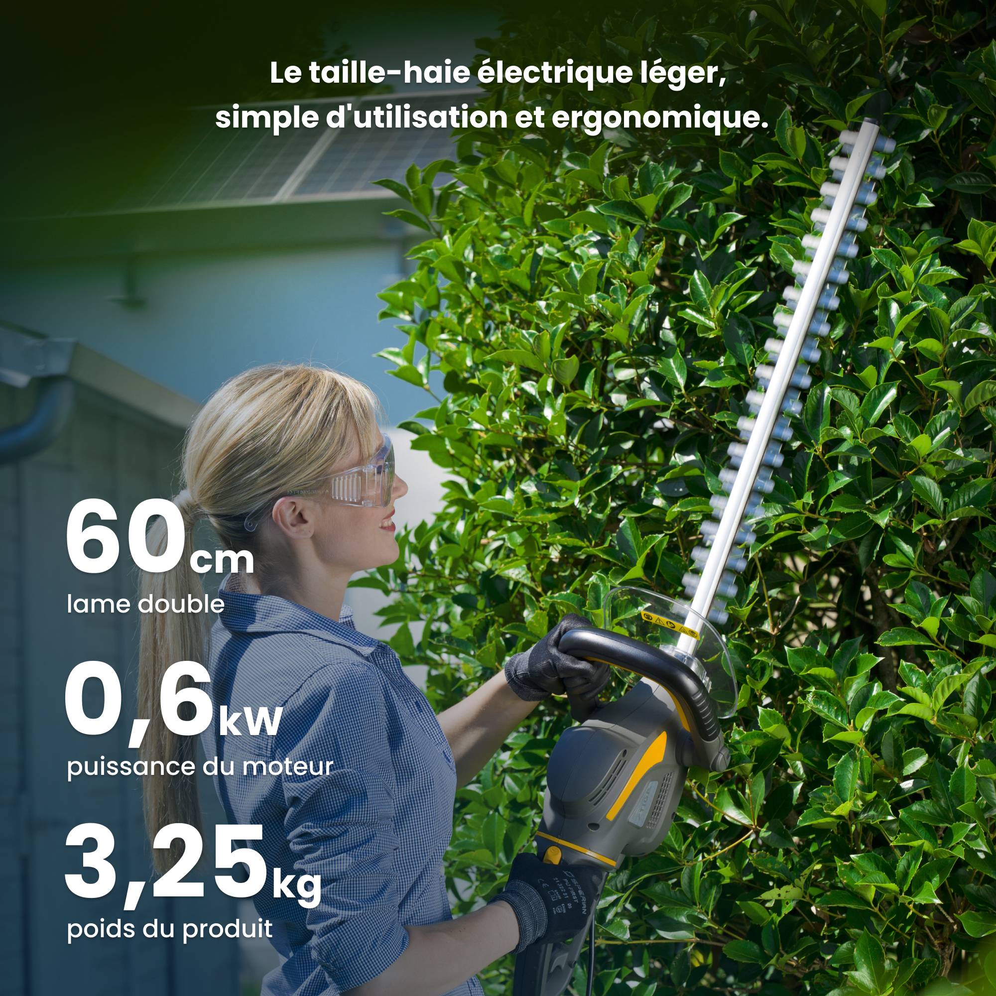 Stiga - Taille-haie HT 106c, moteur 600W, lame 60 cm, poignée pivotante, écartement dents 20 mm - STIGA - Image 2