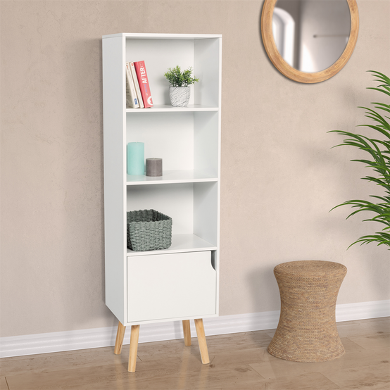 Bibliothèque étagère de rangement colonne EMMIE scandinave blanc - Image 1