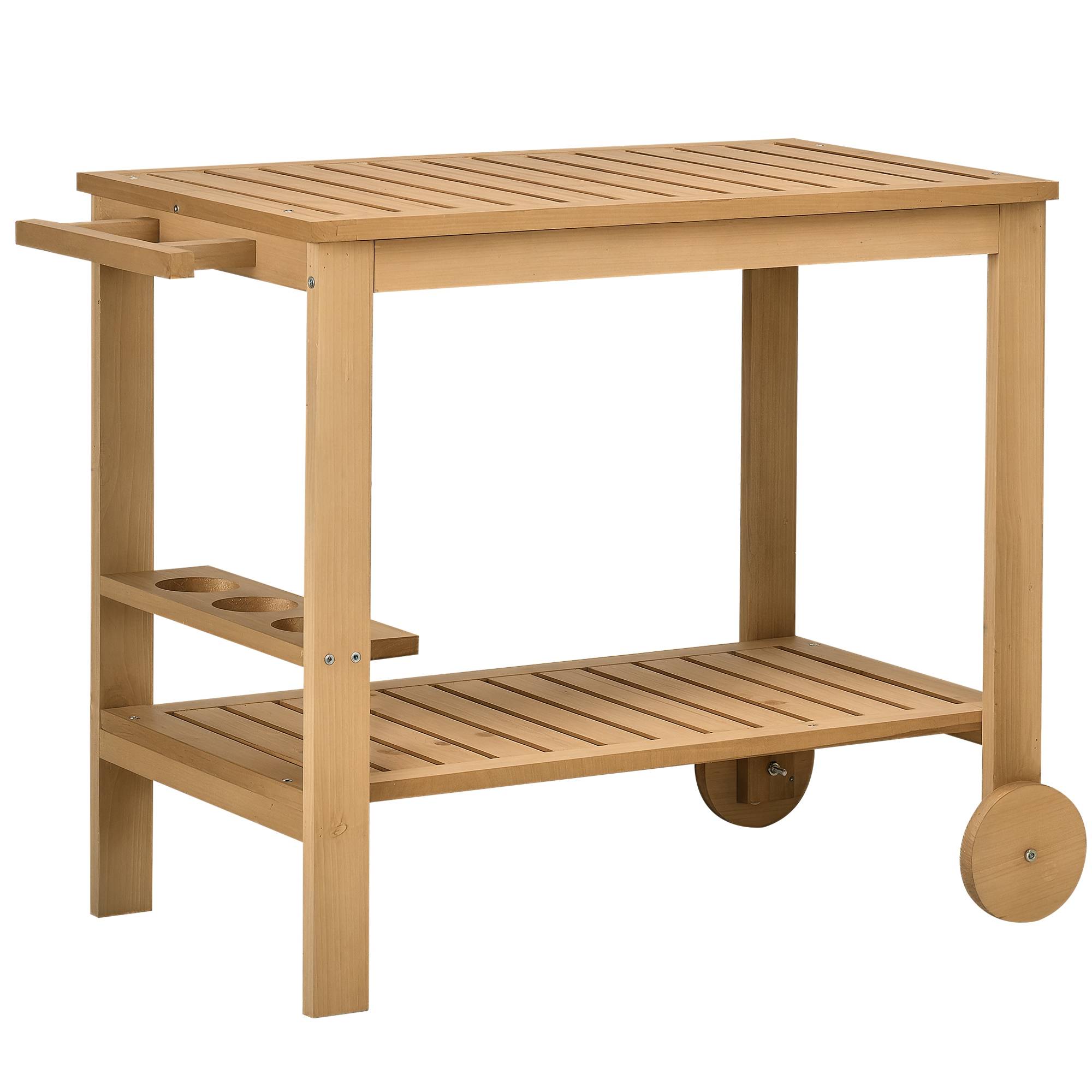 Desserte chariot plancha Bois sapin Cuisine Jardin Rangement bouteilles 95x47cm - ComfortXL Outdoor Living - Image 1