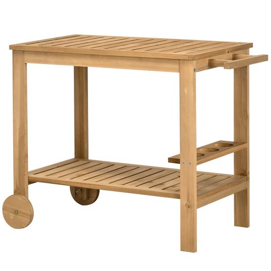 Desserte chariot plancha Bois sapin Cuisine Jardin Rangement bouteilles 95x47cm - ComfortXL Outdoor Living - Image 2