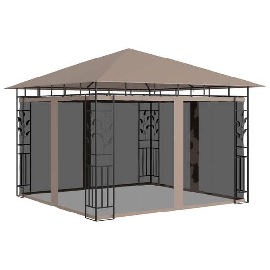 Tonnelle Aluminium Taupe avec Moustiquaire et LED 3 x 3 x 2.73 m - PANGIVO - Image 3