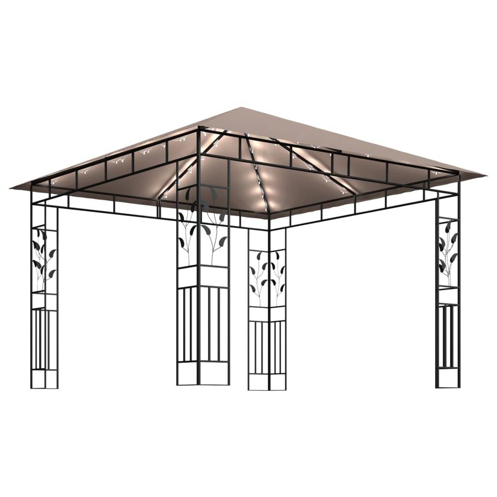 Tonnelle Aluminium Taupe avec Moustiquaire et LED 3 x 3 x 2.73 m - PANGIVO - Image 4
