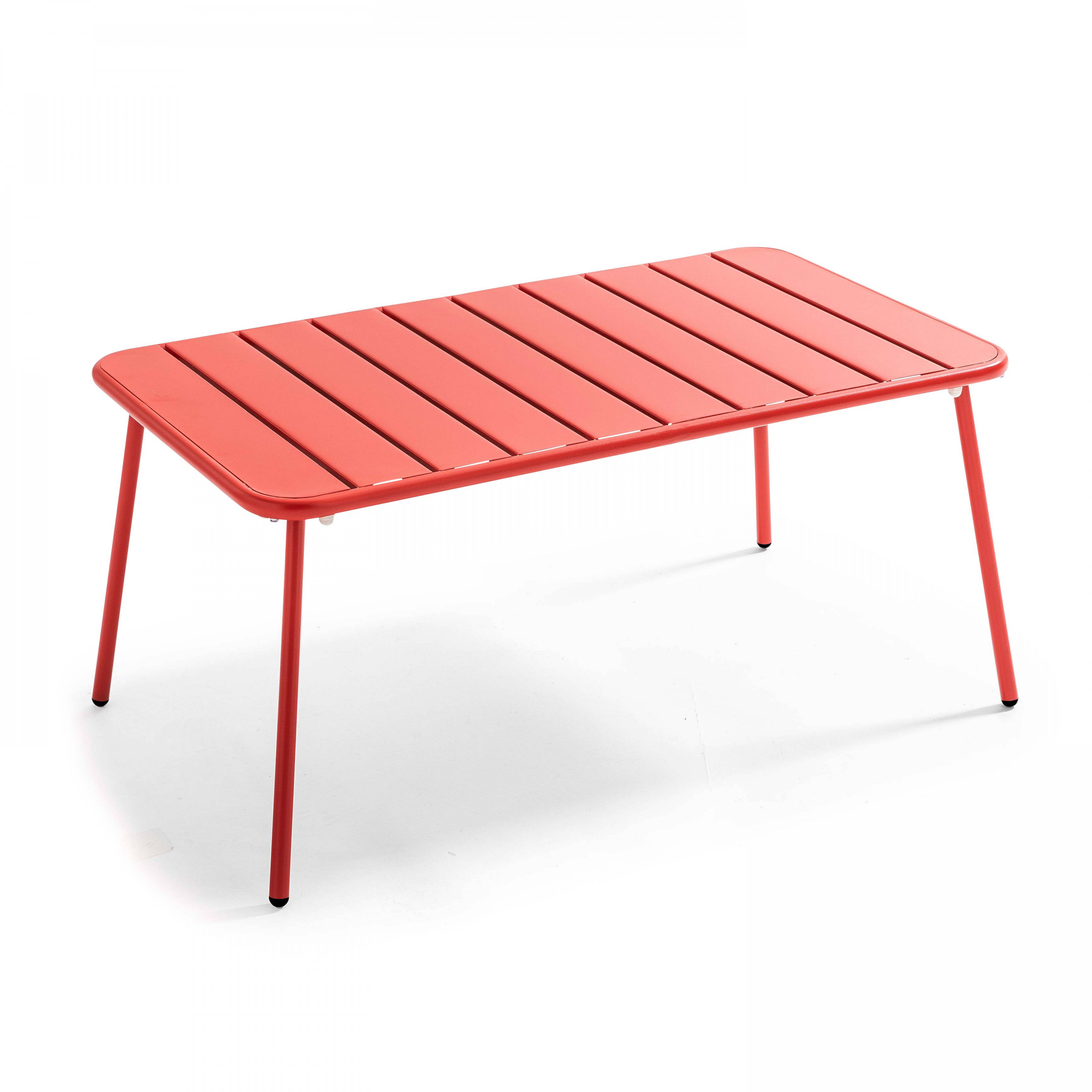 Oviala - Salon de jardin 4 places et 1 table basse en acier rouge Palavas - Oviala - Image 6