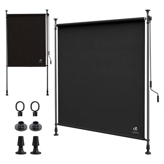 Store vertical sans percage extensible exterieur 100x310cm polyester anthracite - Image 1