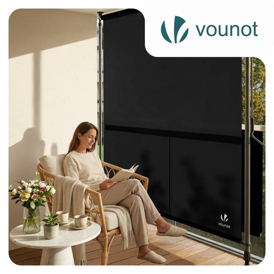 Store vertical sans percage extensible exterieur 100x310cm polyester anthracite - Image 2