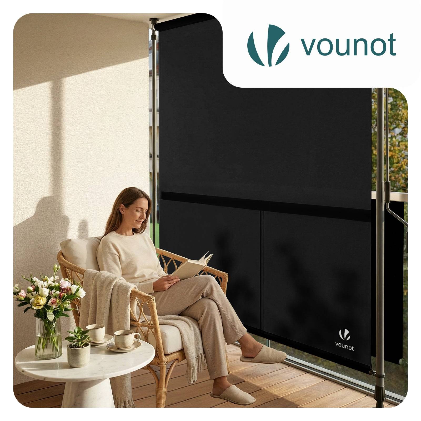 Store vertical sans percage extensible exterieur 100x310cm polyester anthracite - Image 2