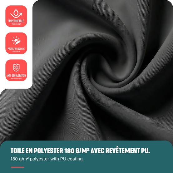Store vertical sans percage extensible exterieur 100x310cm polyester anthracite - Image 4