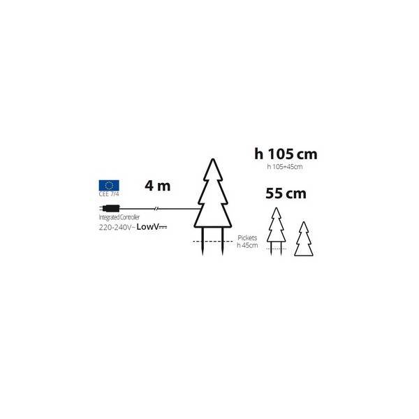 Lotti - Sapin lumineux 2D à planter H105cm 110 LED blanc chaud 8 jeux lumières IP44 SMART Connect 31V Lotti - Image 2