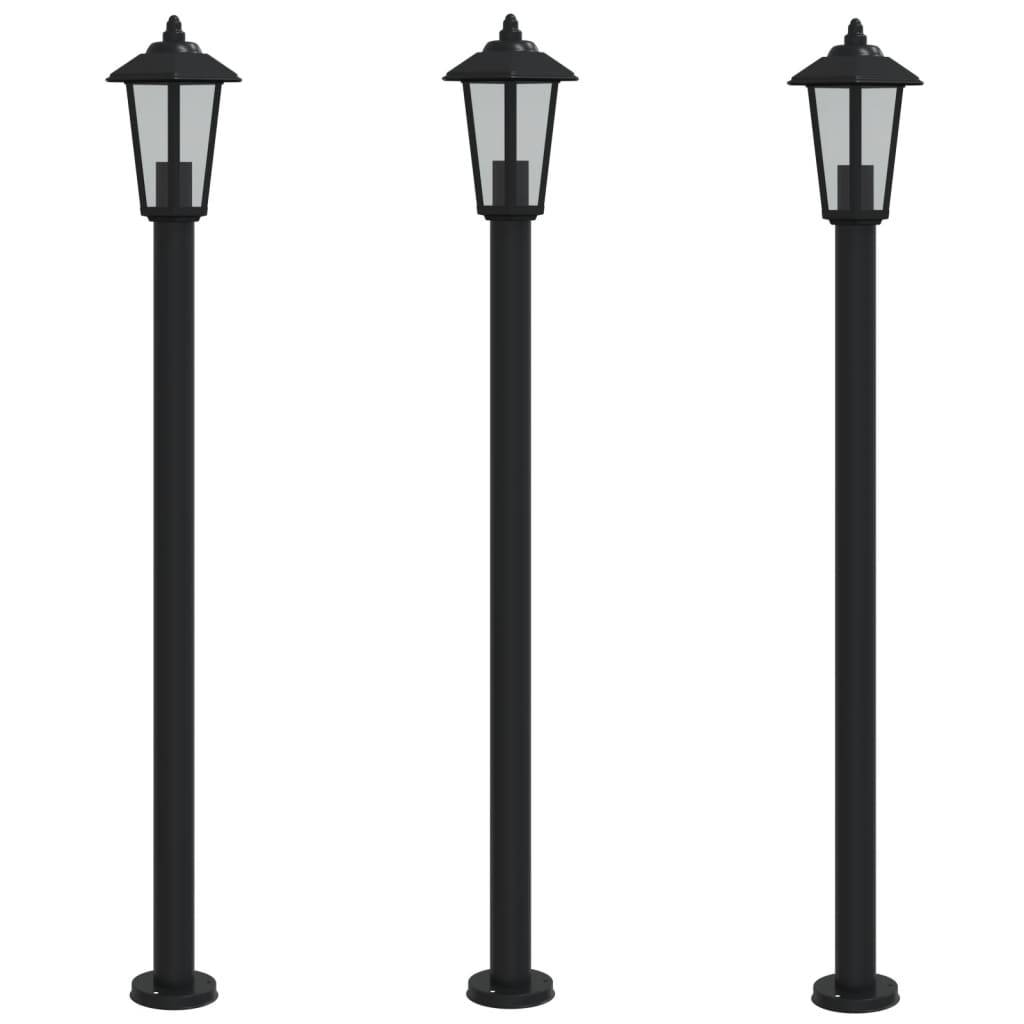 3 pcs Lampadaires de jardin - Lampadaires d'extérieur noir 120 cm acier inoxydable MP525 - Image 1