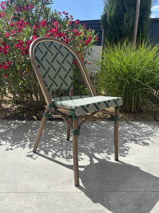 Fauteuil de jardin empilable en aluminium - Vert - BISTRO - Image 1