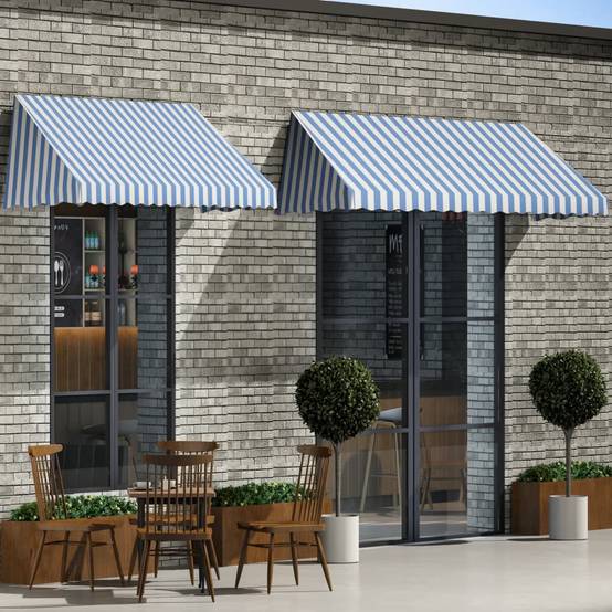 Vidaxl - Auvent de bistro 400x120 cm Bleu et blanc vidaXL 143725 - Image 1