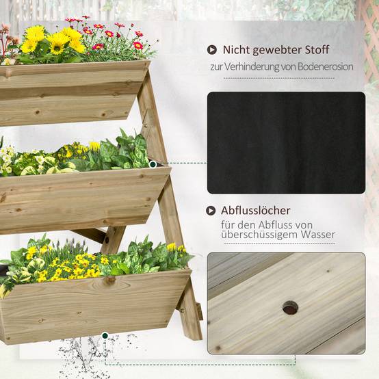 Carré potager sur pieds bois naturel 71 x 61 x 77 cm - PANGIVO - Image 7