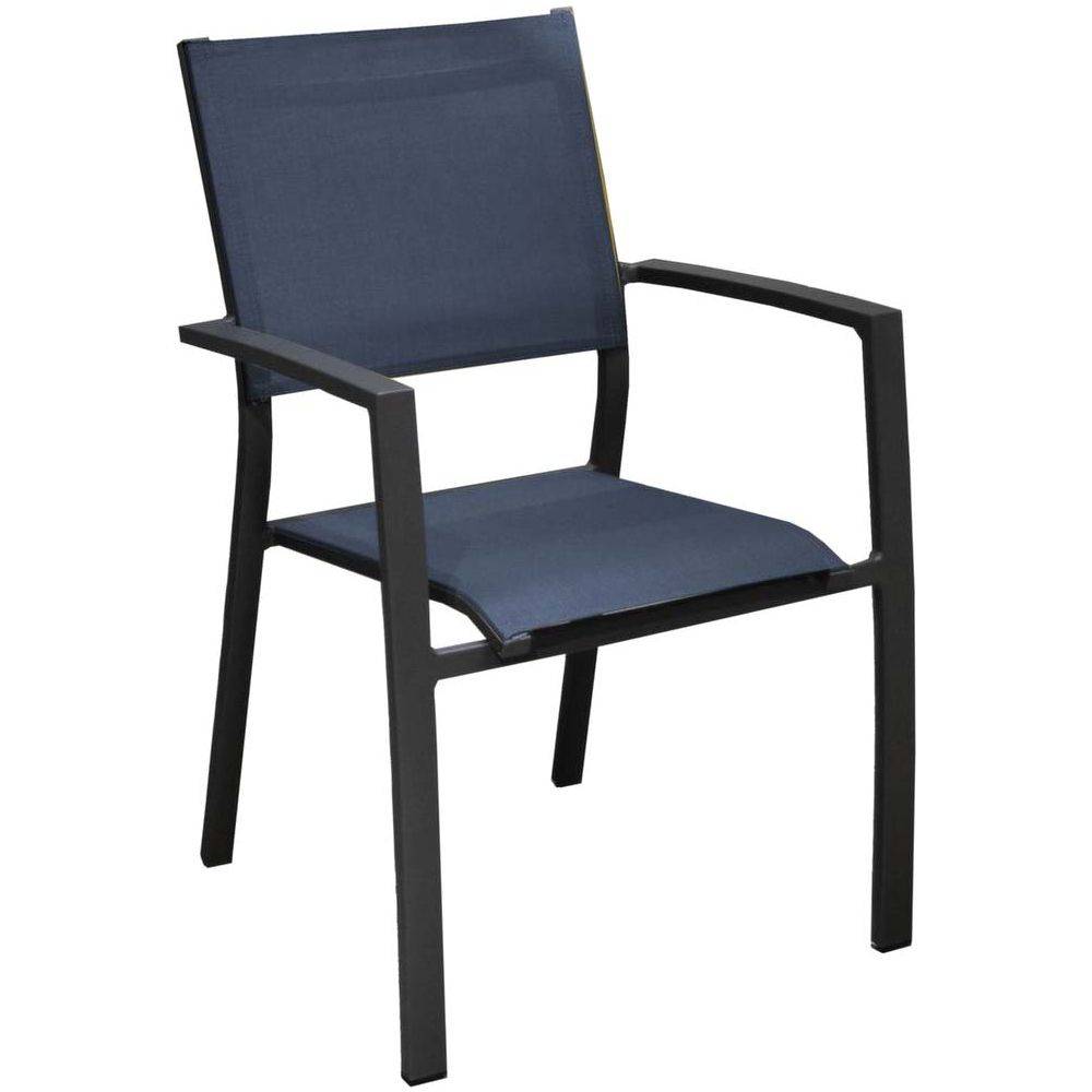 Proloisirs - Fauteuils de jardin aluminium et toile Games (Lot de 6) Graphite, bleu - Image 3