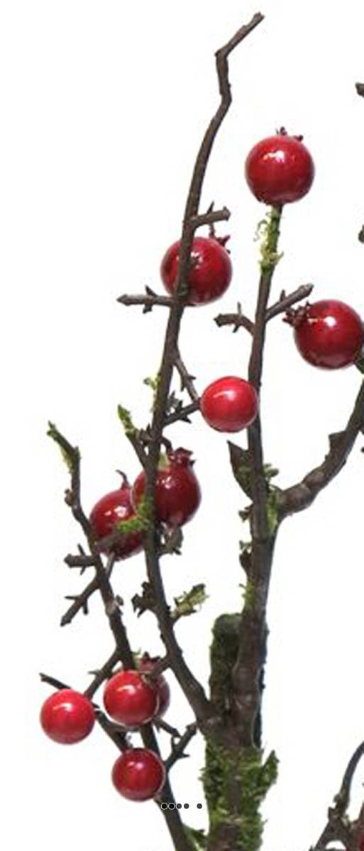 Artificielles - Branche de baies rouges artificielles H 50 cm avec mousse, superbe - Image 2