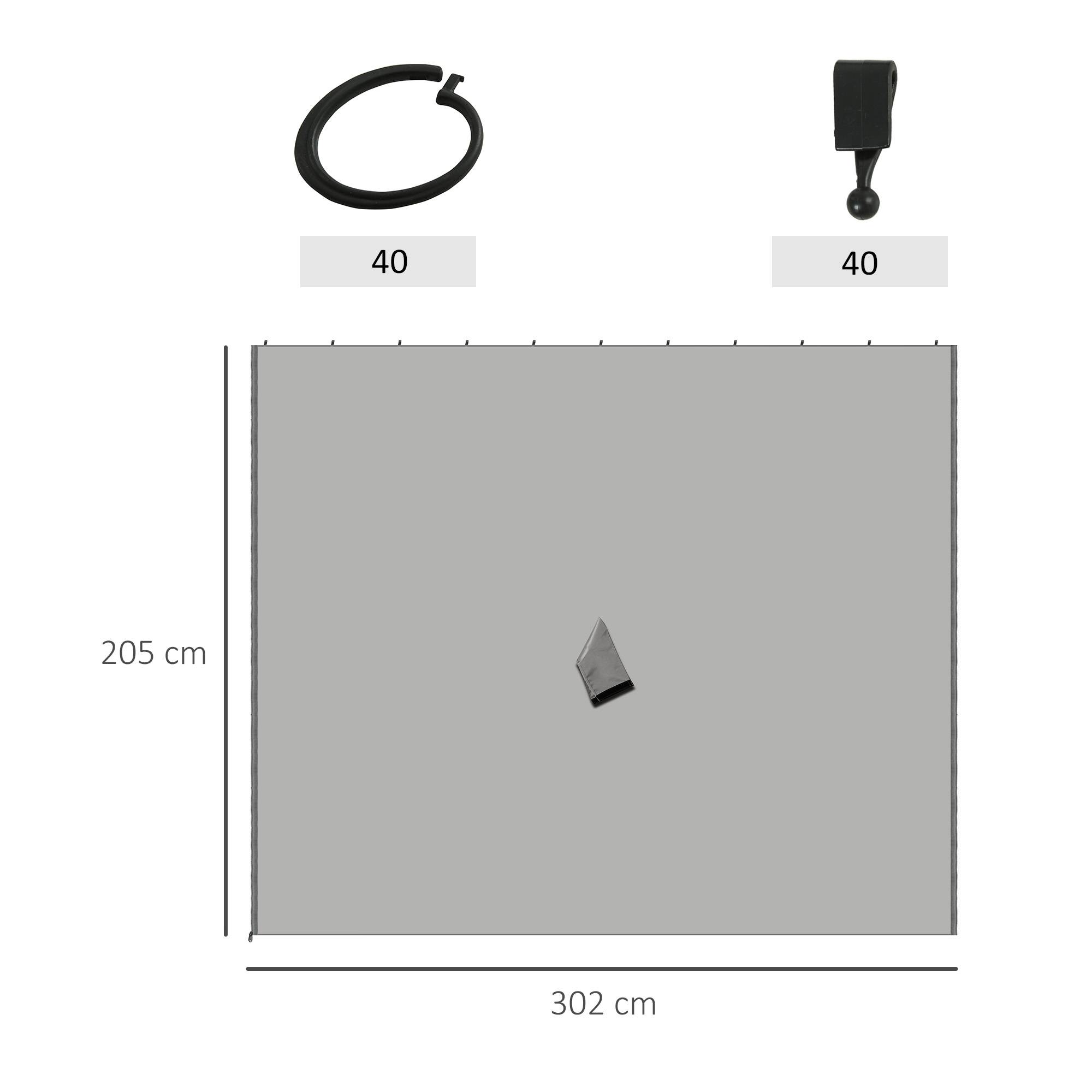 Kit 4 Parois Latérales pour Tonnelle 3x3m Polyester avec Zips et Crochets Intimité Gris Clair - ComfortXL Outdoor Living - Image 5
