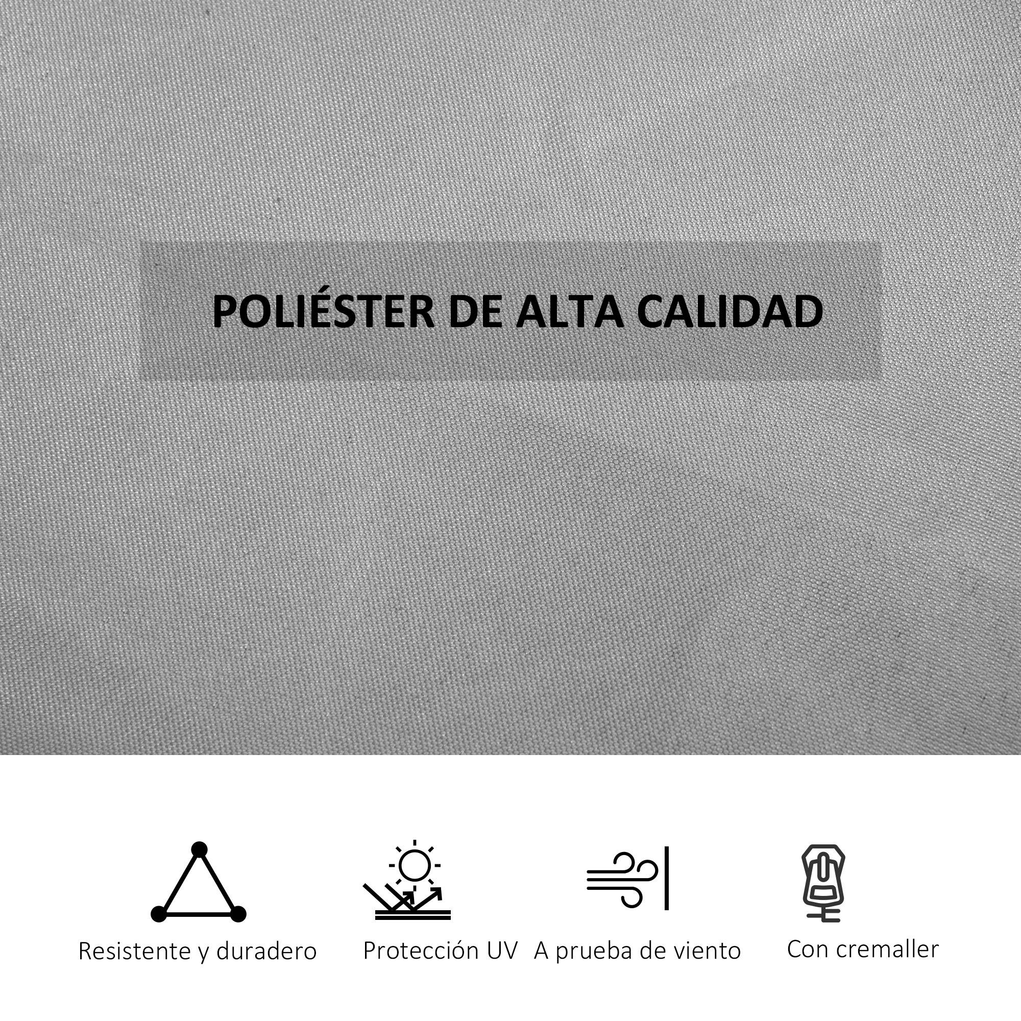 Kit 4 Parois Latérales pour Tonnelle 3x3m Polyester avec Zips et Crochets Intimité Gris Clair - ComfortXL Outdoor Living - Image 9