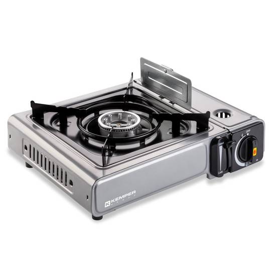 Réchaud à gaz 2200W INOX + 4 cartouches de gaz Double système de sécurité Puissance réglable KEMPER - Image 3