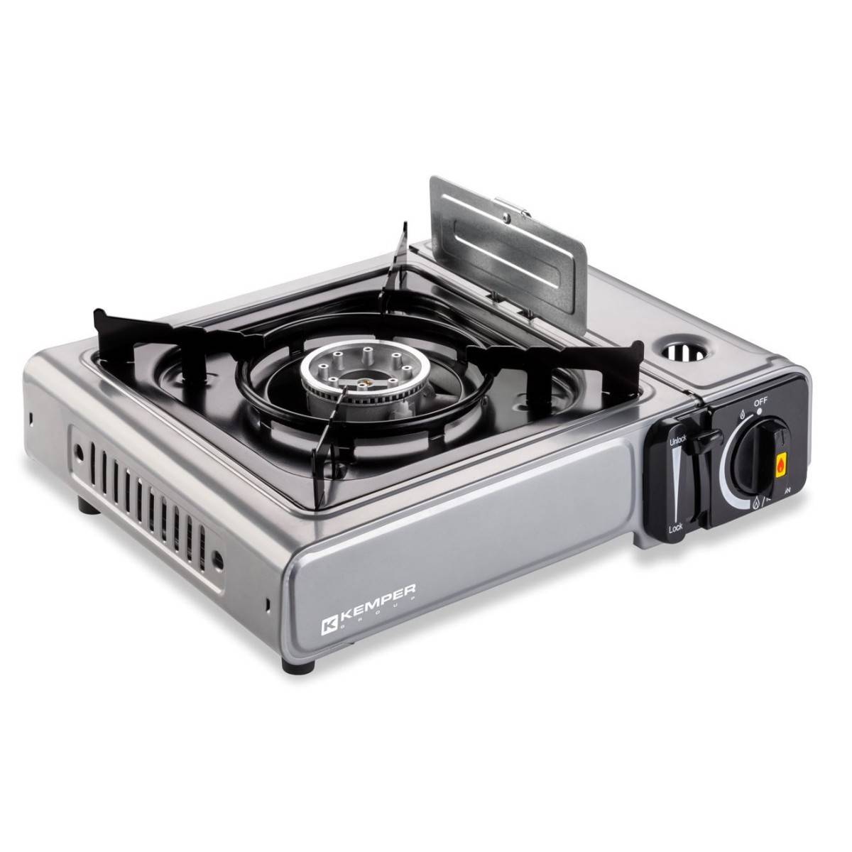 Réchaud à gaz 2200W INOX + 4 cartouches de gaz Double système de sécurité Puissance réglable KEMPER - Image 3