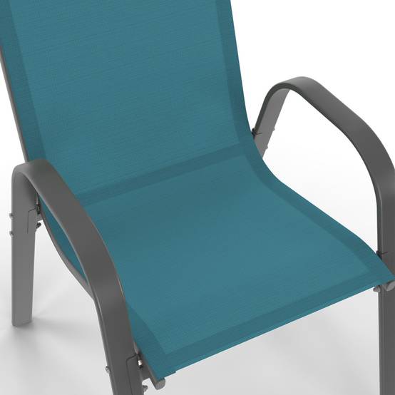 Salon de jardin MADRID table 190 CM et 8 chaises empilables bleu canard - Image 8