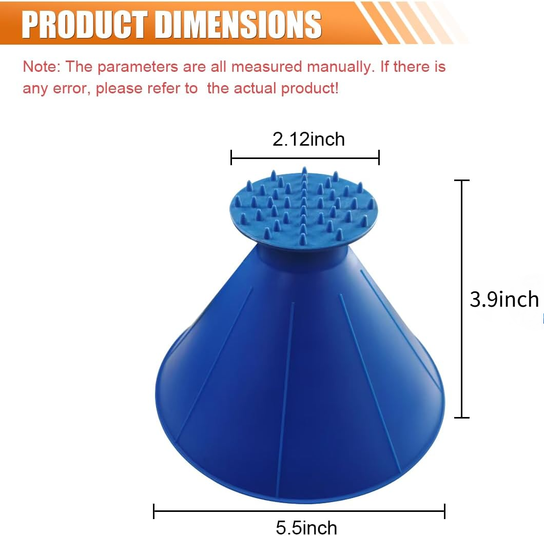 Pelle à glace magique pour voiture avec entonnoir, pelle à glace conique pour pare-brise, pelle à neige ronde pour voiture (bleu), lot de 2-Lytech - Image 2