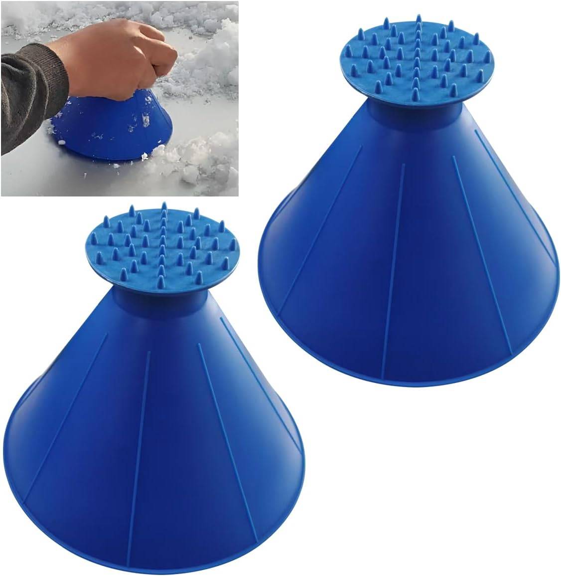 Pelle à glace magique pour voiture avec entonnoir, pelle à glace conique pour pare-brise, pelle à neige ronde pour voiture (bleu), lot de 2-Lytech - Image 1