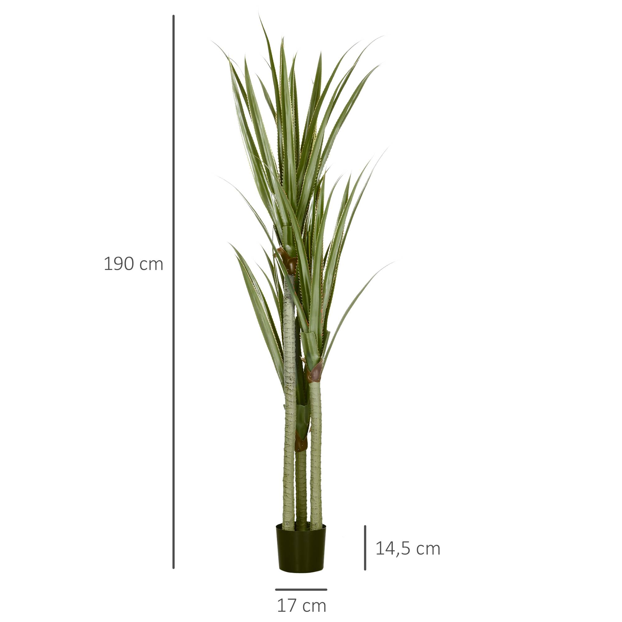 Grand yucca artificiel 190 cm plastique pot 17x17x190 cm vert émeraude - Image 5