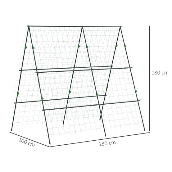 ComfortXL - Treillis de jardin acier et PE vert 180 x 100 x 180 cm réglable avec filet de protection pour plantes grimpantes - Image 3