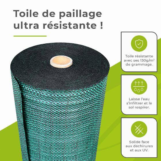 Jardiprotec - Toile de paillage 130g-m² contre les mauvaises herbes - 3,30x100m - Image 5
