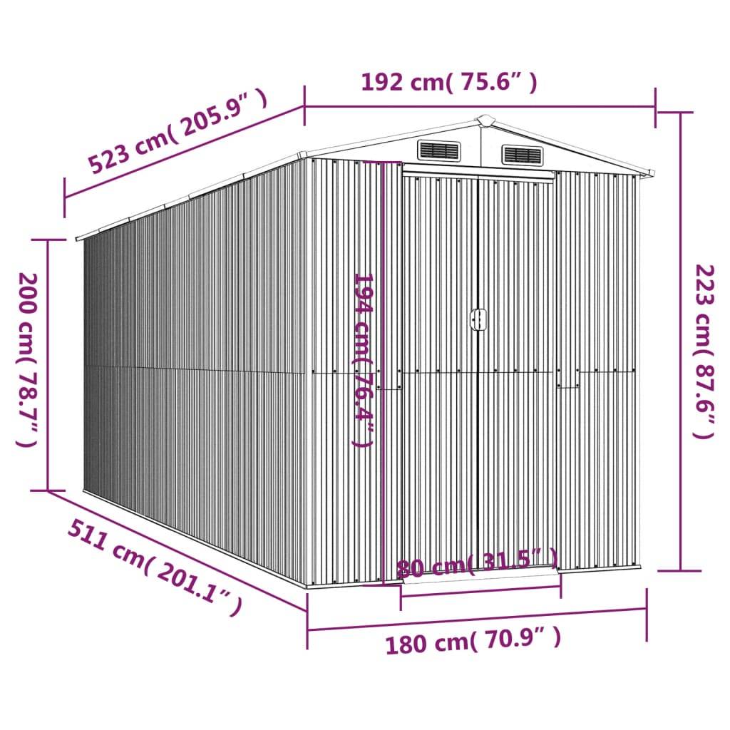 Abri de jardin acier galvanisé marron clair 192 x 523 x 223 cm - PANGIVO - Image 8
