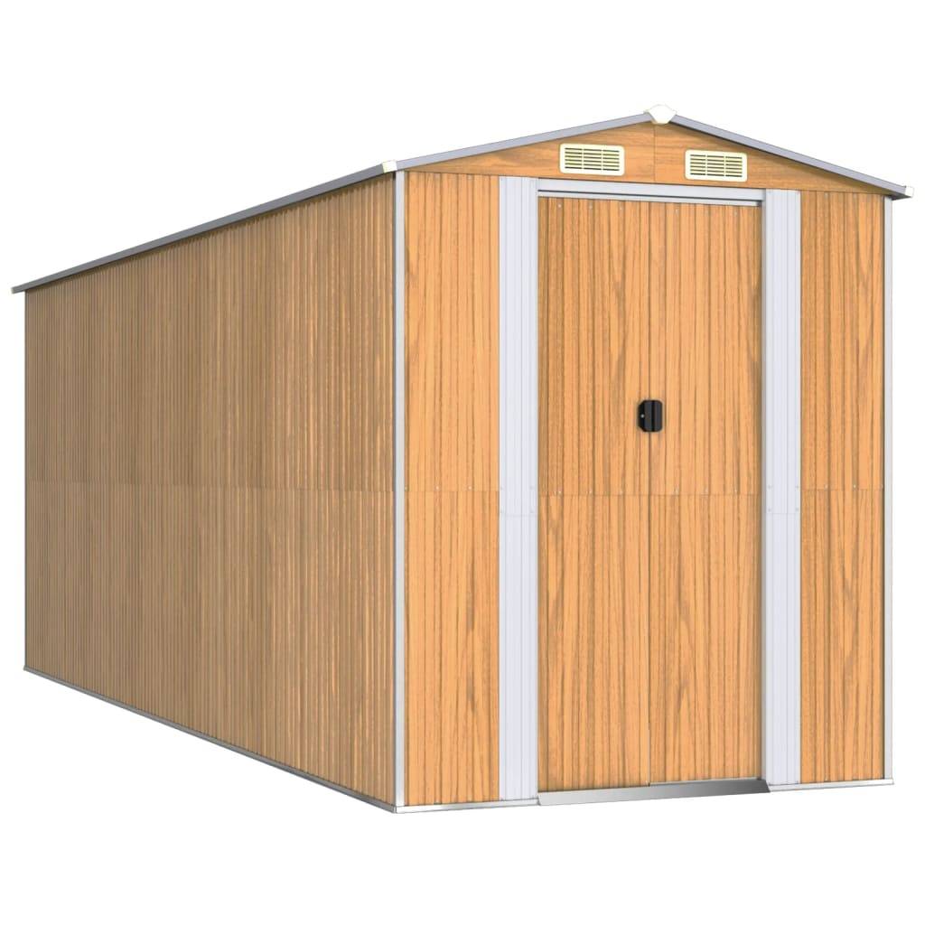 Abri de jardin acier galvanisé marron clair 192 x 523 x 223 cm - PANGIVO - Image 2