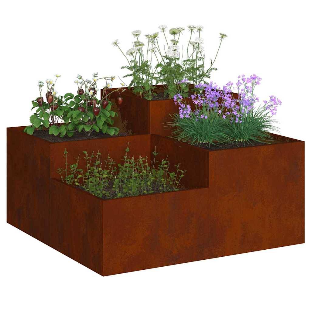 Maison Chic - Cache-pot | Bac à fleurs de jardin Rouillé 80 x 80 x 48 cm Acier patiné - Image 3