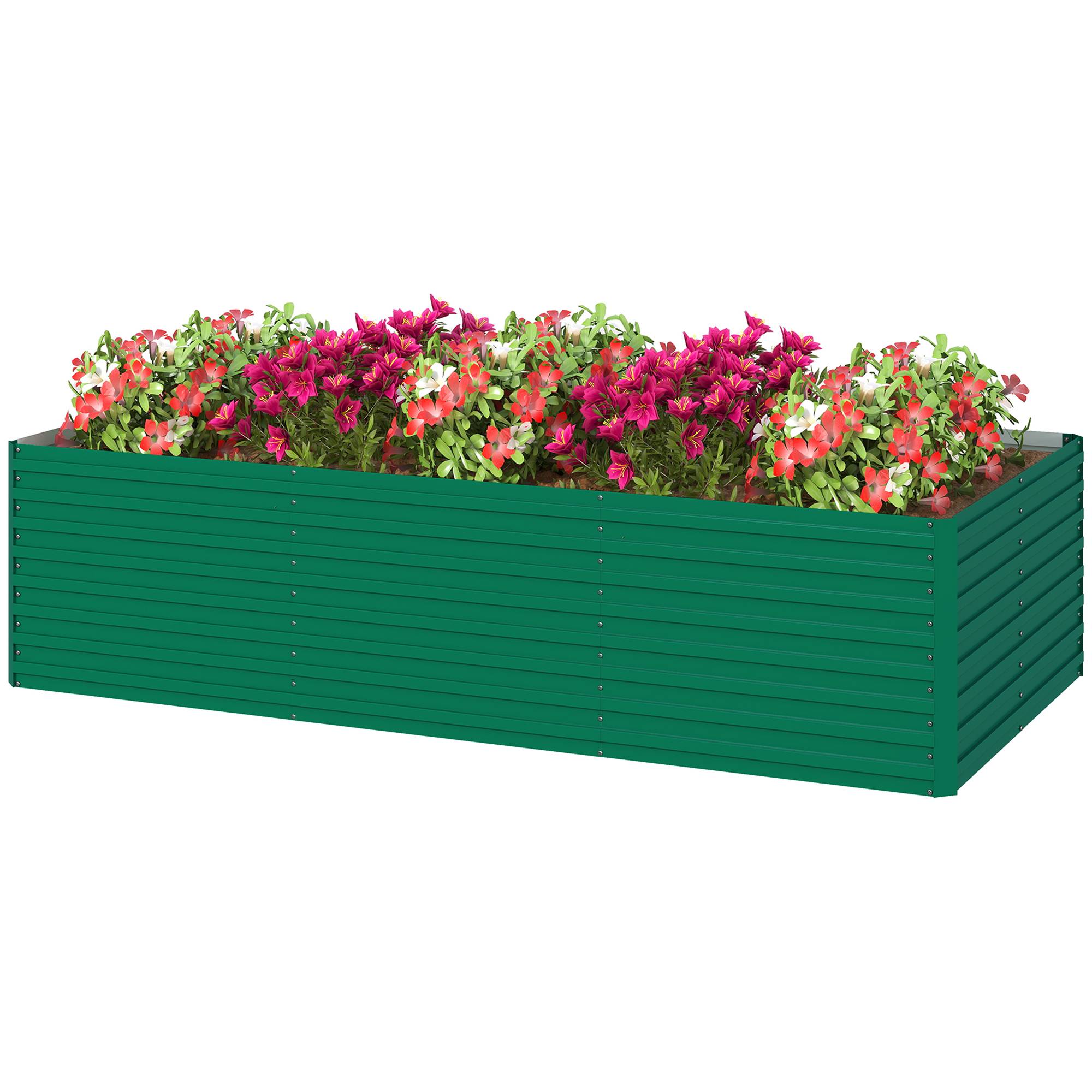 Sans Marque - Jardinière surélevée galvanisée rectangulaire extérieur fond ouvert 240x120x60 cm vert - Image 2