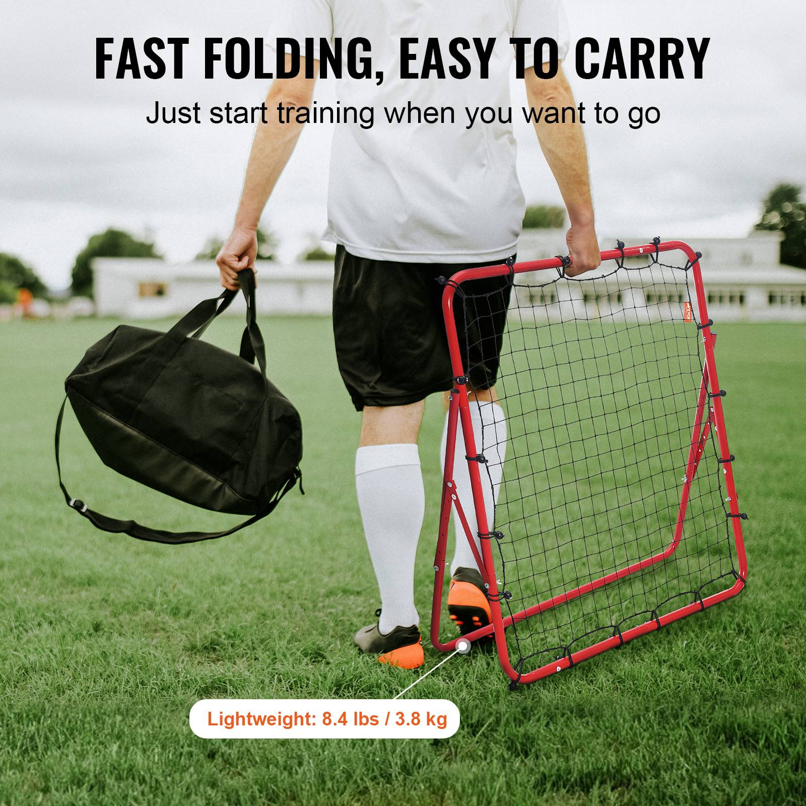 VEVOR Filet rebond football 1x1 m portable, tube fer, filet PE, installation facile, sport enfants. - Image 5