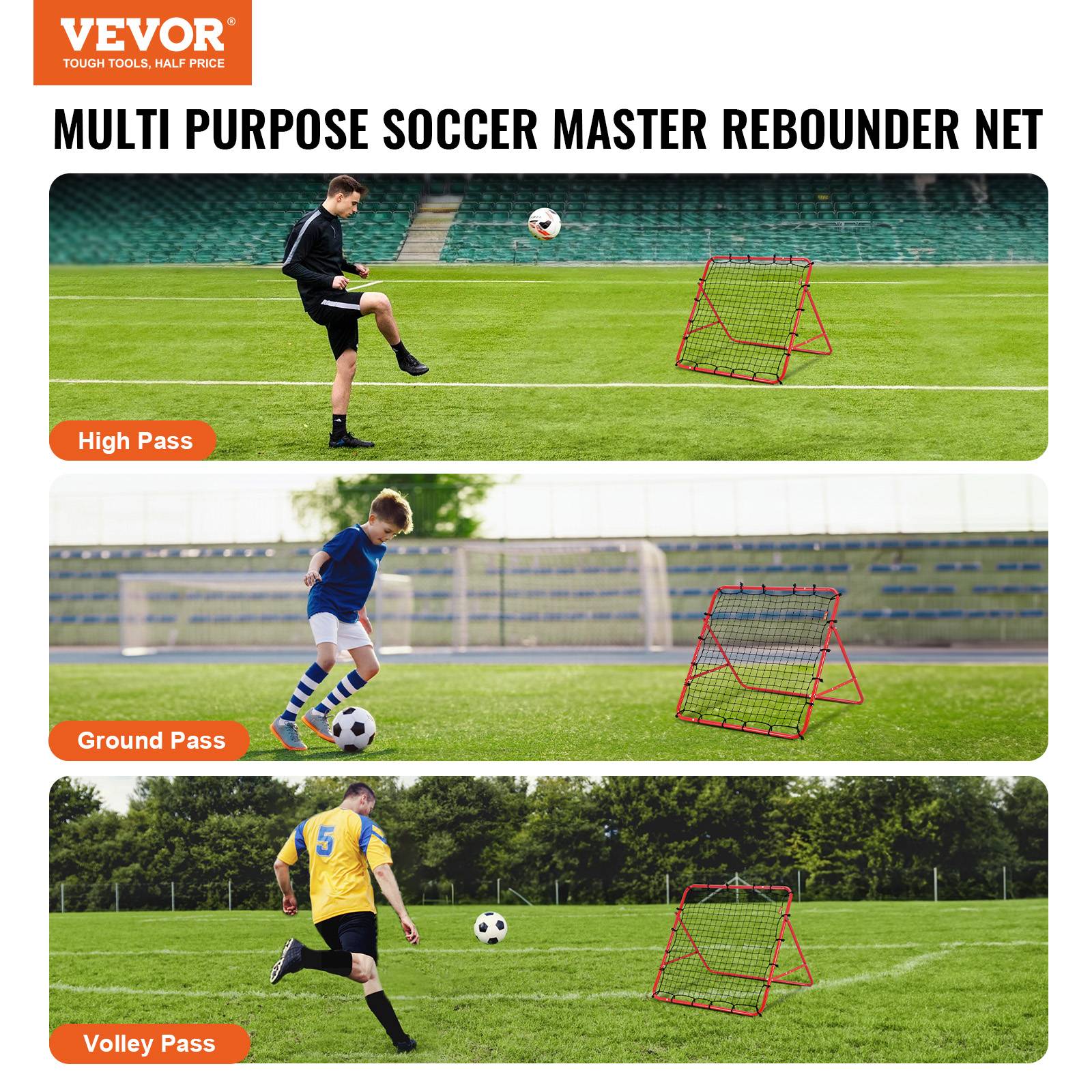 VEVOR Filet rebond football 1x1 m portable, tube fer, filet PE, installation facile, sport enfants. - Image 7