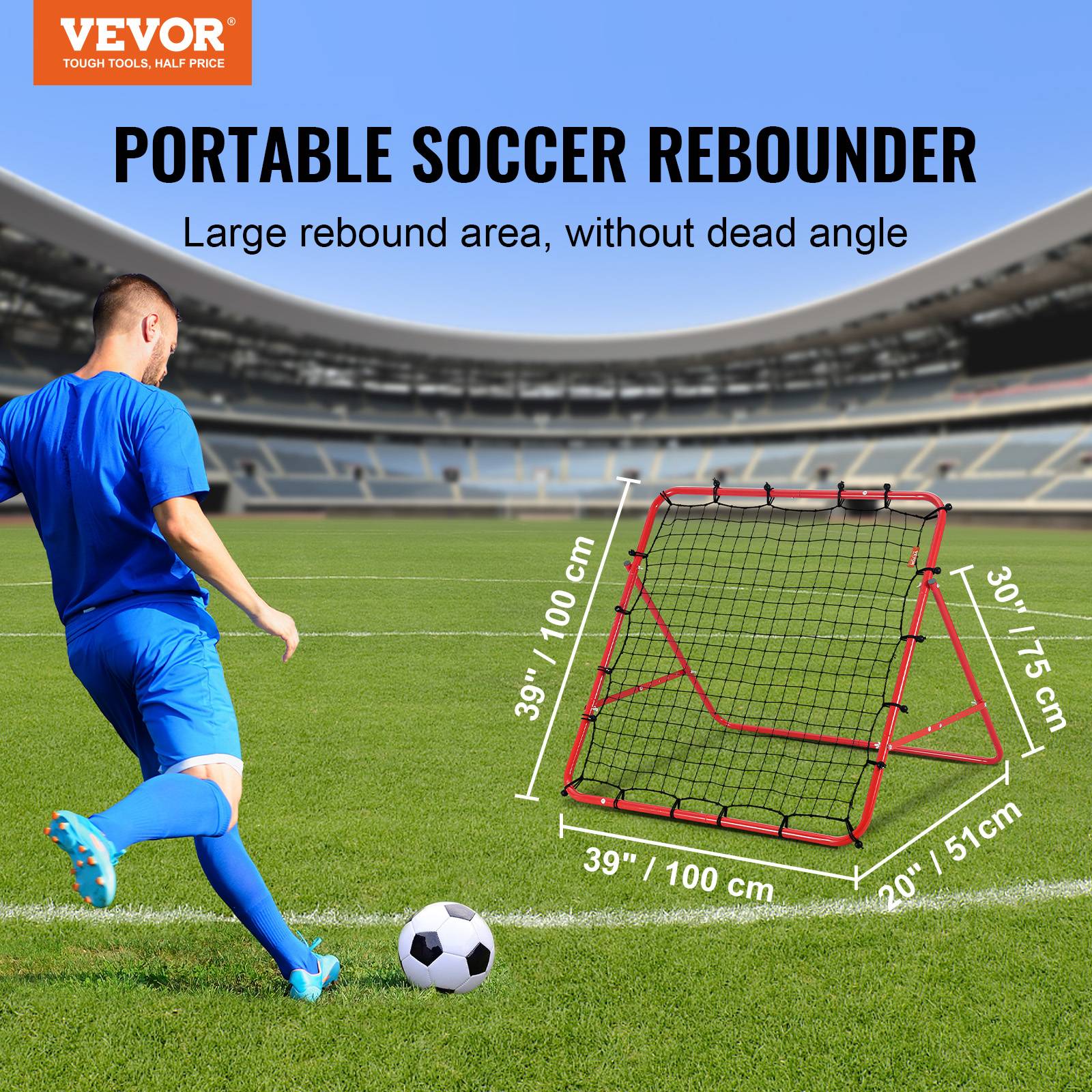 VEVOR Filet rebond football 1x1 m portable, tube fer, filet PE, installation facile, sport enfants. - Image 2