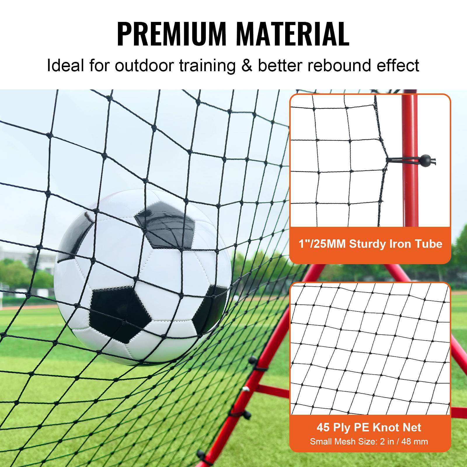 VEVOR Filet rebond football 1x1 m portable, tube fer, filet PE, installation facile, sport enfants. - Image 4