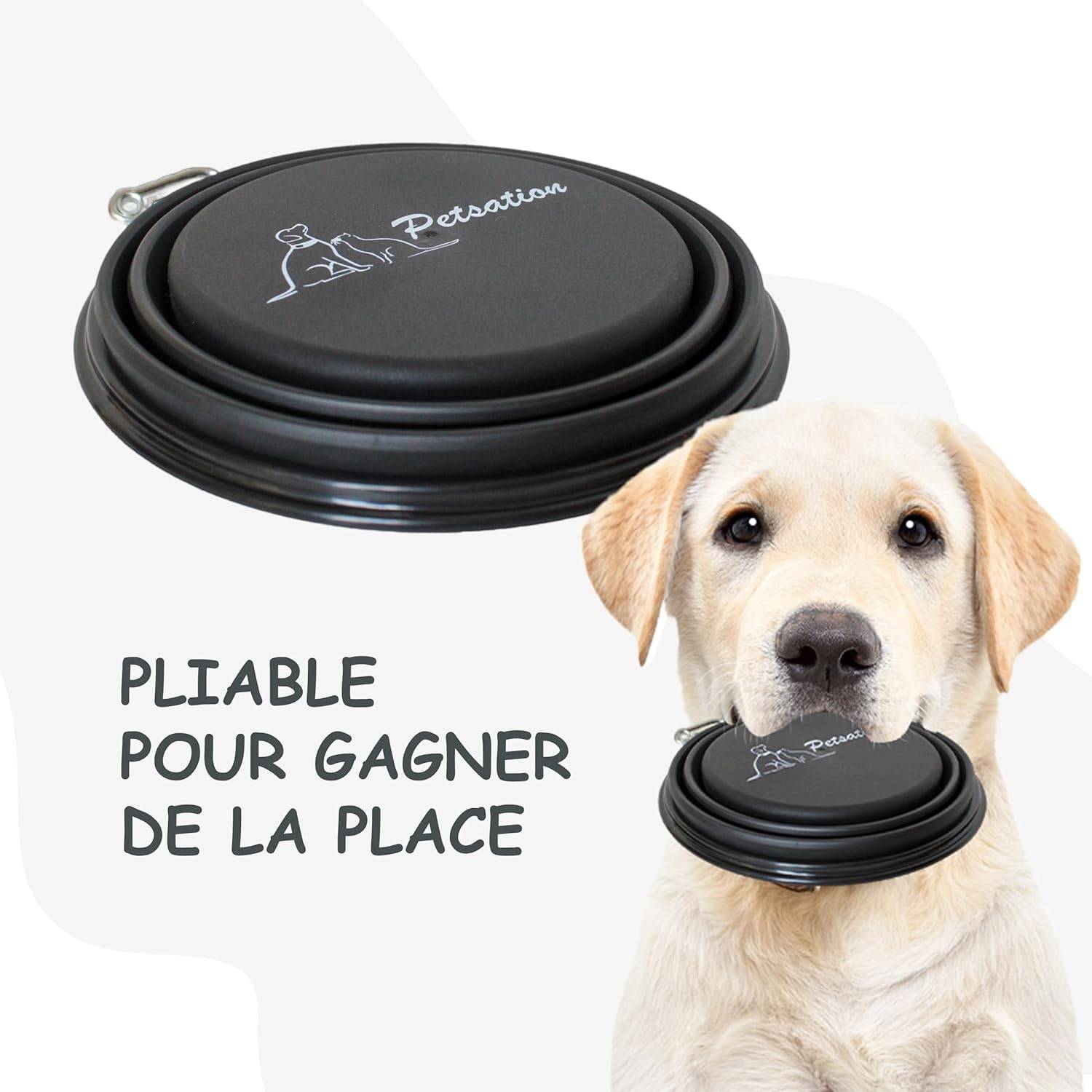 Petsation - Gamelle de voyage pliable en silicone - eau et nourriture pour chien et chat (noir, 2000ml) - Petsation - Image 3