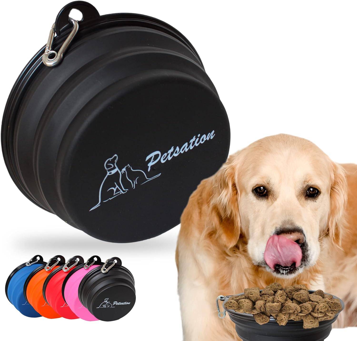 Petsation - Gamelle de voyage pliable en silicone - eau et nourriture pour chien et chat (noir, 2000ml) - Petsation - Image 1