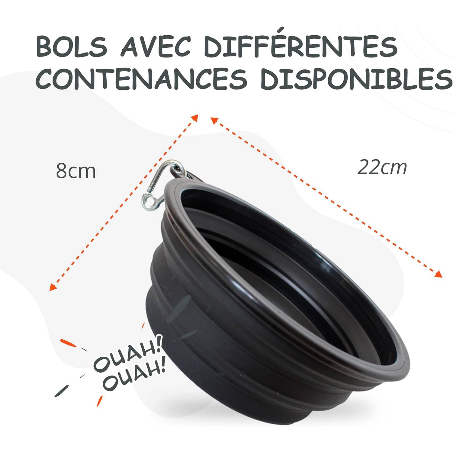 Petsation - Gamelle de voyage pliable en silicone - eau et nourriture pour chien et chat (noir, 2000ml) - Petsation - Image 5